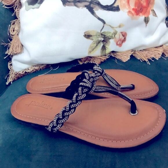 Palms Rhinestone Flip Flop Sandals Shoes 7 - Picture 1 of 7